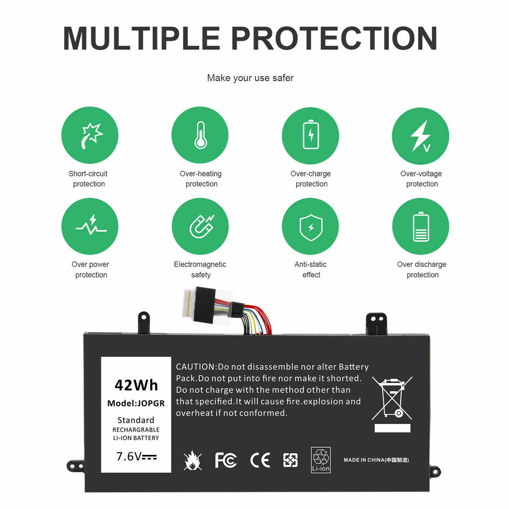 42Wh, 7.6V J0PGR Battery For Dell Latitude 5285 5290 2-in-1 FTH6F X16TW 1WND8
