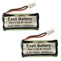 2PC Exell 2.4V 1000mAh Ni-MH Battery Pack for Cordless Phones BT166342/BT266342