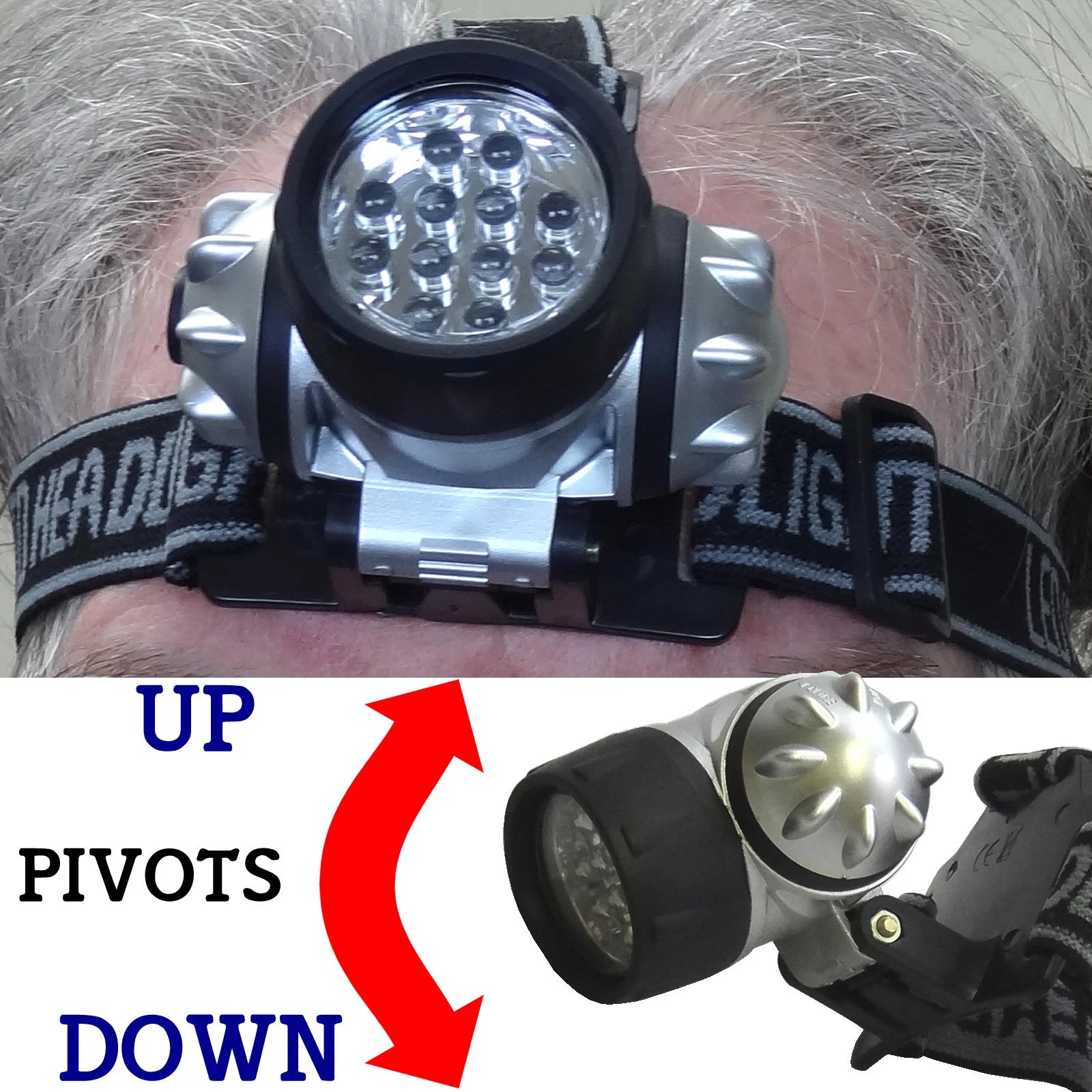 12 LED 4 Mode Battery Headlight Flashlight Helmet Headlamp Outdoor Torch Light