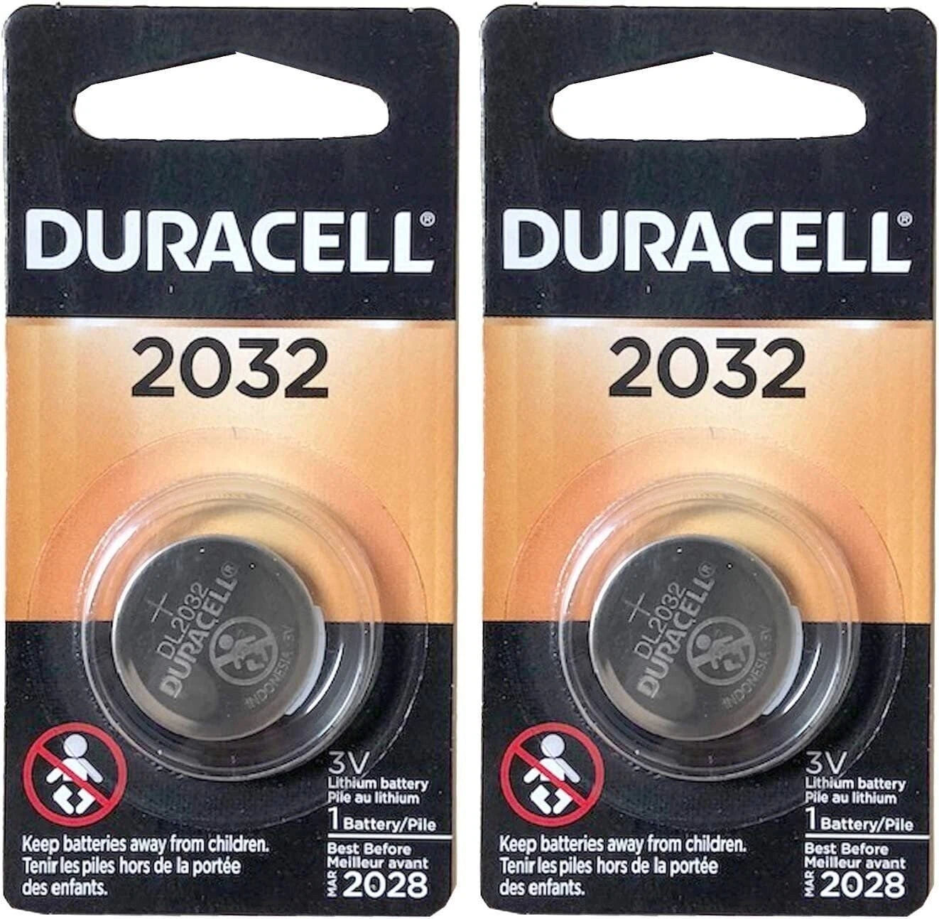 2X Duracell DL2032 3V Lithium Coin Cell Battery CR2332, BR2332, DL2032,...