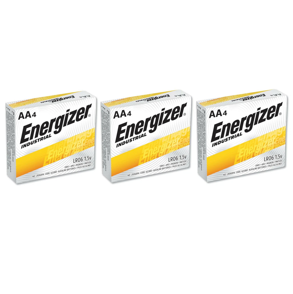 12 Energizer Industrial AA Alkaline Batteries (EN91, LR6)