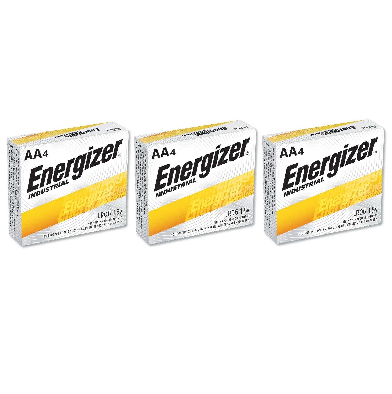12 Energizer Industrial AA Alkaline Batteries (EN91, LR6)