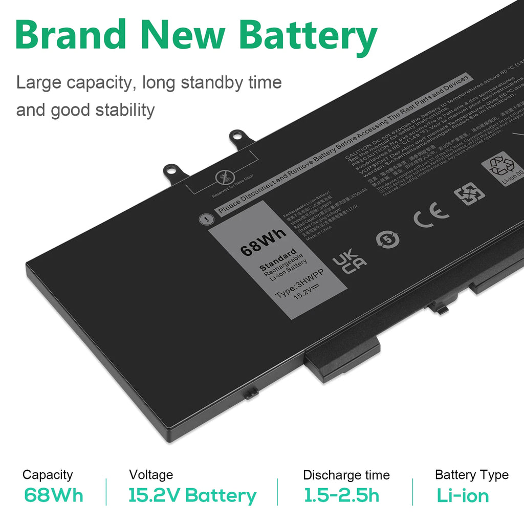 NEW 68Wh 15.2V Battery for Dell Latitude 5501 5401 5511 5510 5411 5410 3HWPP