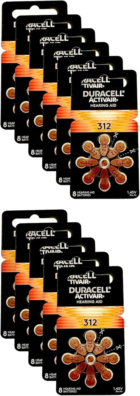 Duracell Activair Hearing Aid Batteries: Size 312 (80 Batteries) Exp 2029