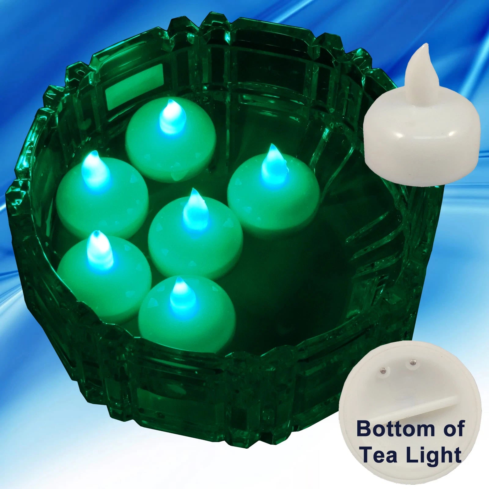36 Flameless Floating LED tealight Candle Battery operated Green tea lights