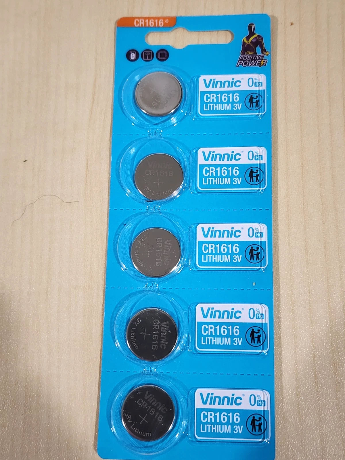 5 pc CARDED Vinnic CR1616 3v LITHIUM BATTERY CR 1616 CMOS KEY FOBS Fresh