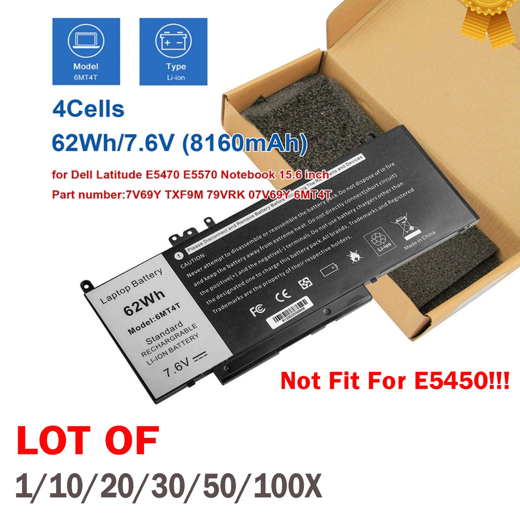 ??LOT OF 6MT4T Battery For Dell Latitude 14 E5470 E5570 Notebook 15.6" 62WH
