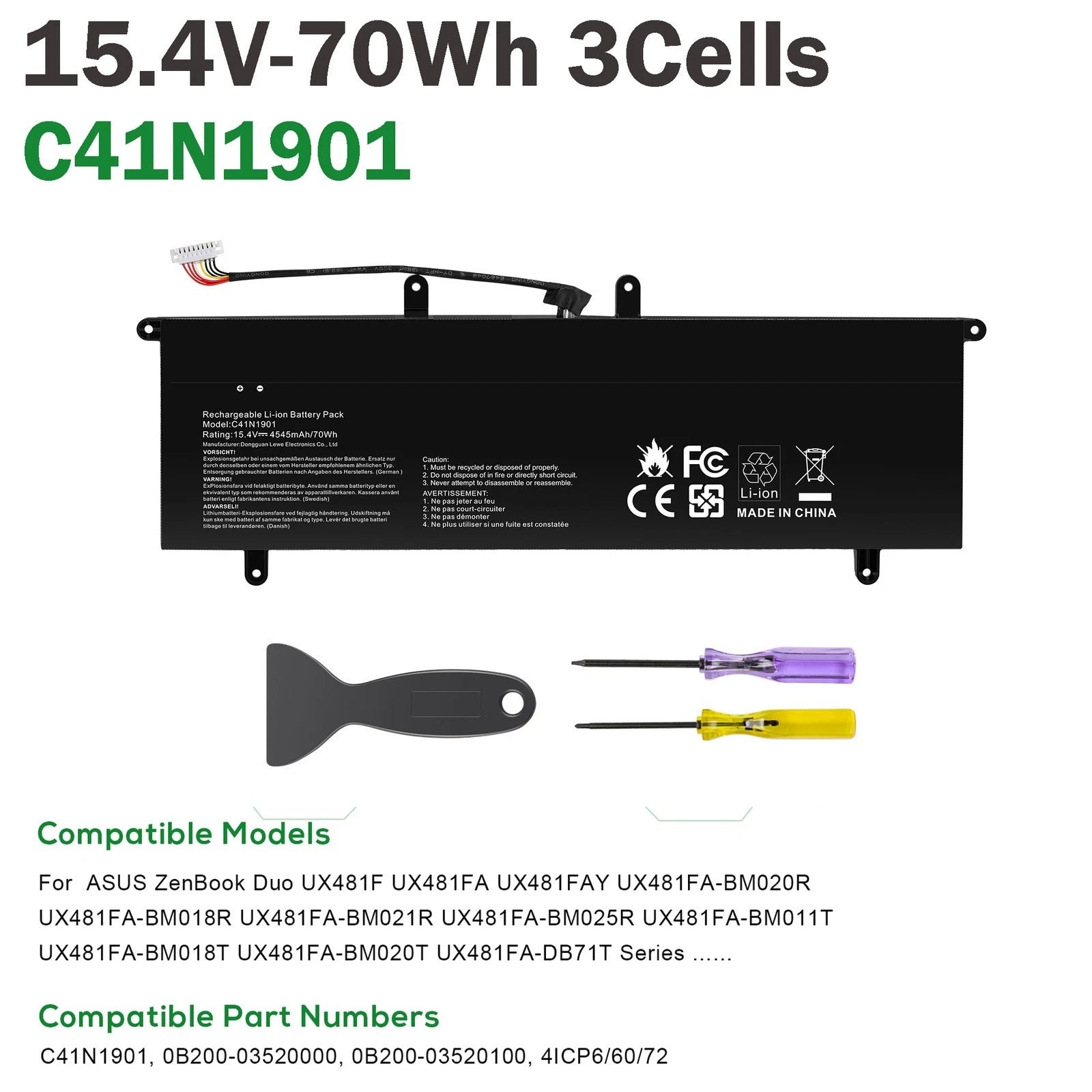 ??Replace C41N1901 Battery For ASUS ZenBook Duo UX481F UX481FA UX4000FL UX481FAY