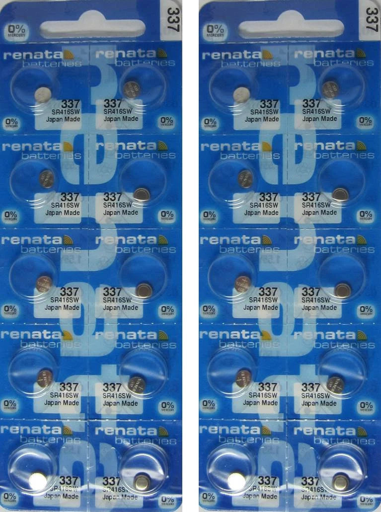 Button Cell Type 337 Battery Renata 20 Pcs