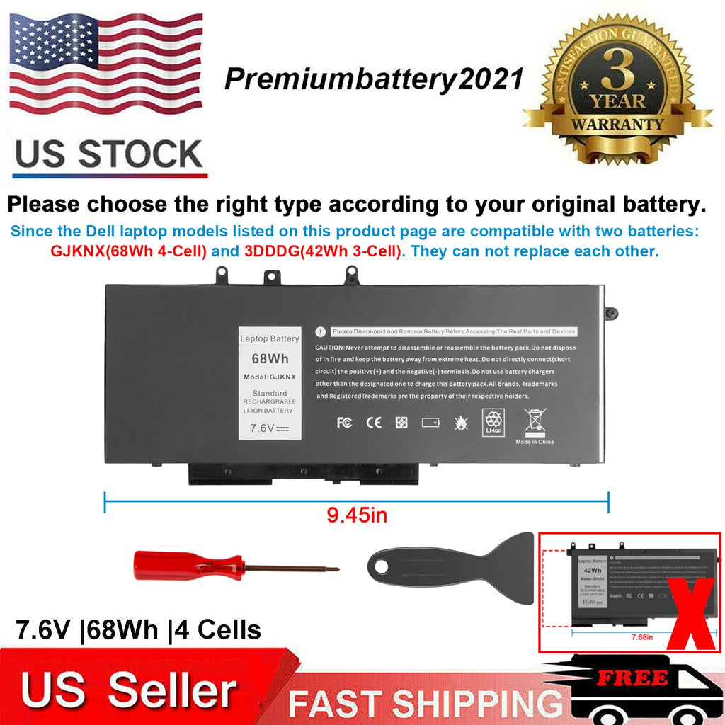 Battery For Dell Precision 3520 3530 Series Latitude 5480 5580 5590 GJKNX GD1JP