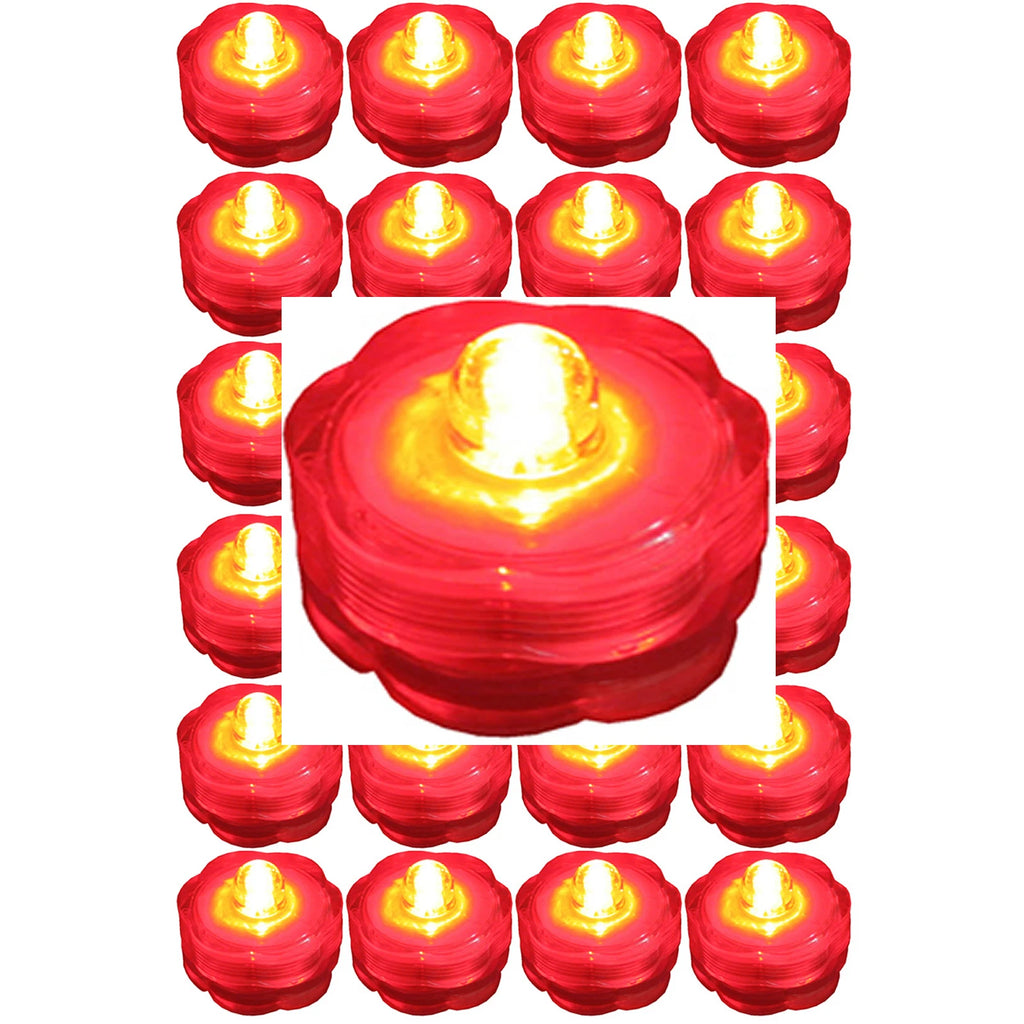 (RED) 24 pcs LED Submersible Battery Tea Lights WEDDING CENTERPIECE- FREE US SHP