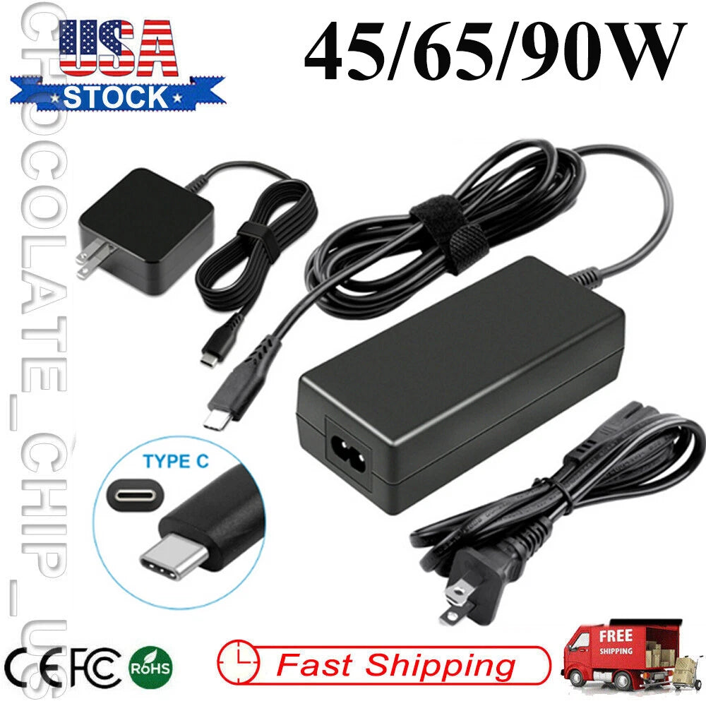 45/65W/90W USB C Charger Laptop Power Adapter for Dell Lenovo Chromebook MacBook