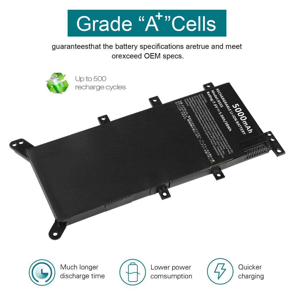 6 Cell Laptop Battery for Asus X555 X555LA X555LD F555 X555LN X555L A555 X556