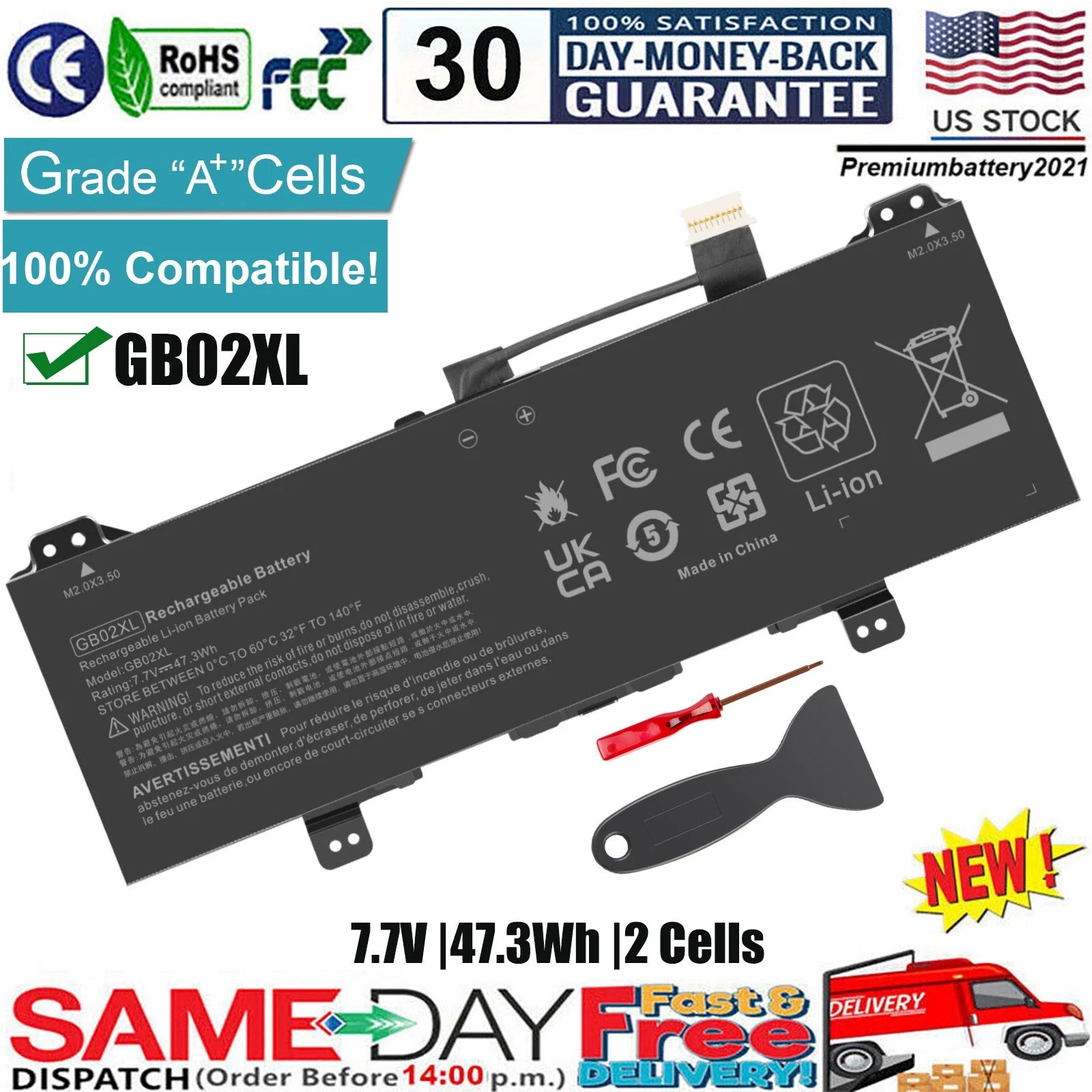 ?New GB02XL Battery for HP CHROMEBOOK X360 11 G2 EE HSTNN-DB7X HSTNN-IB8W Laptop
