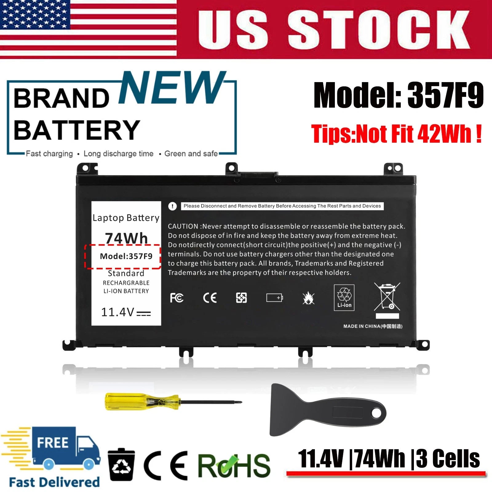 ?357F9 Battery for Dell Inspiron 15 Gaming 5576 5577 7557 7559 7566 7567 0GFJ6