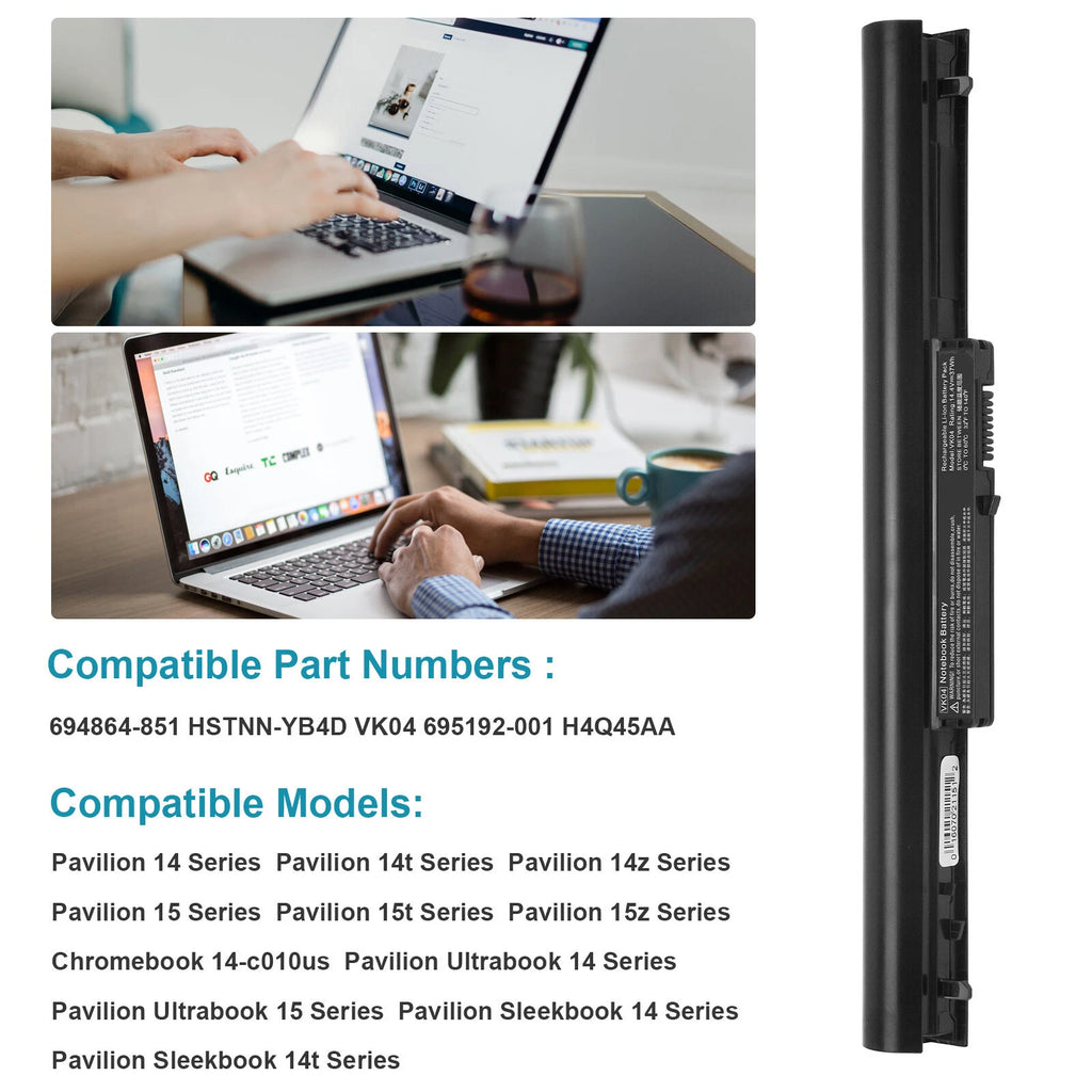 Laptop Battery VK04 For HP Pavilion Touchsmart 14 15 Sleekbook 694864-851 37Wh