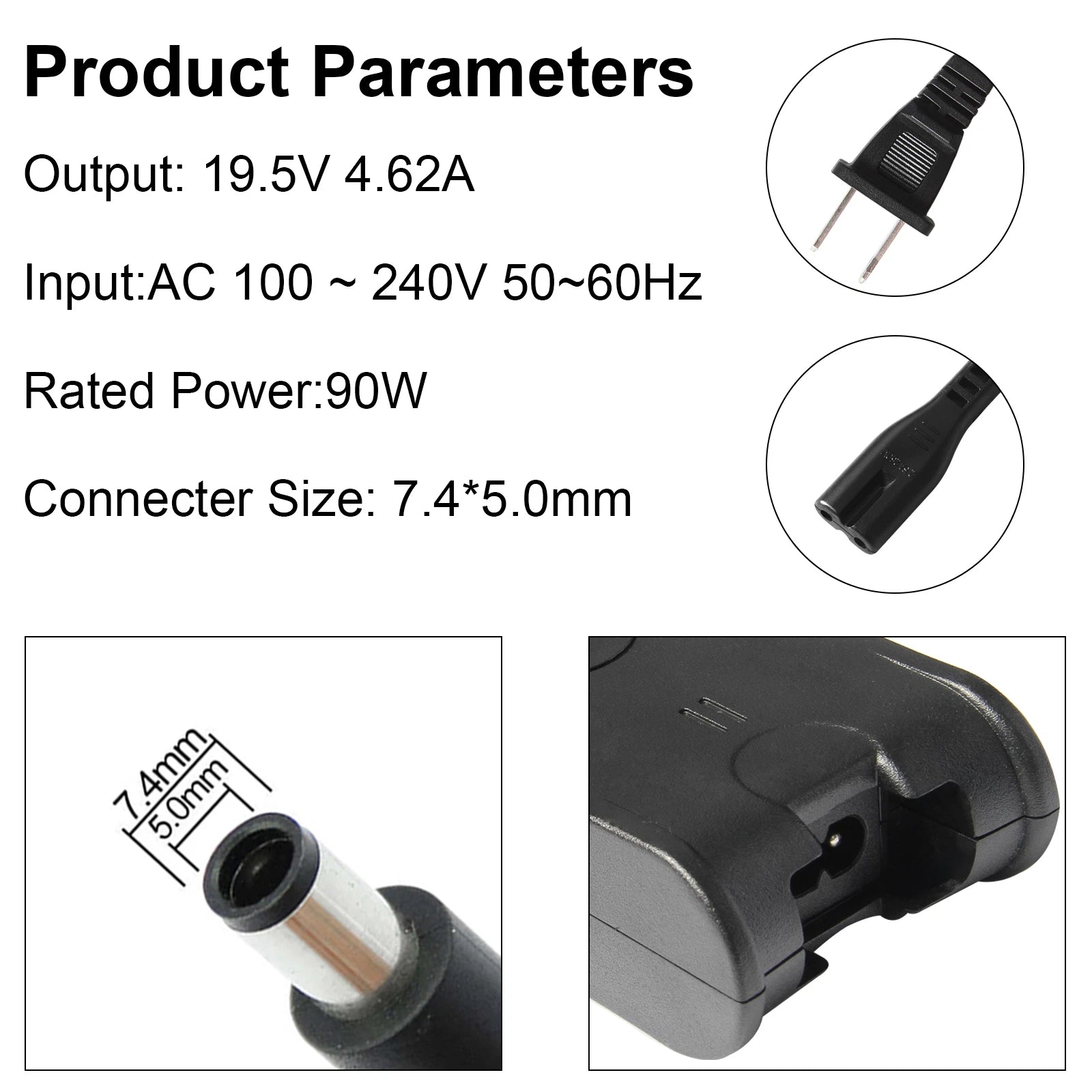 90W Laptop AC Adapter Charger Power Supply for Dell PA10 PA12 Family Power Cord