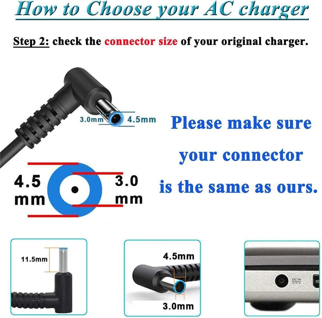 For HP Chromebox g2 g3 Laptop Charger Power Adapter Supply Cord HP 65W Blue Tip