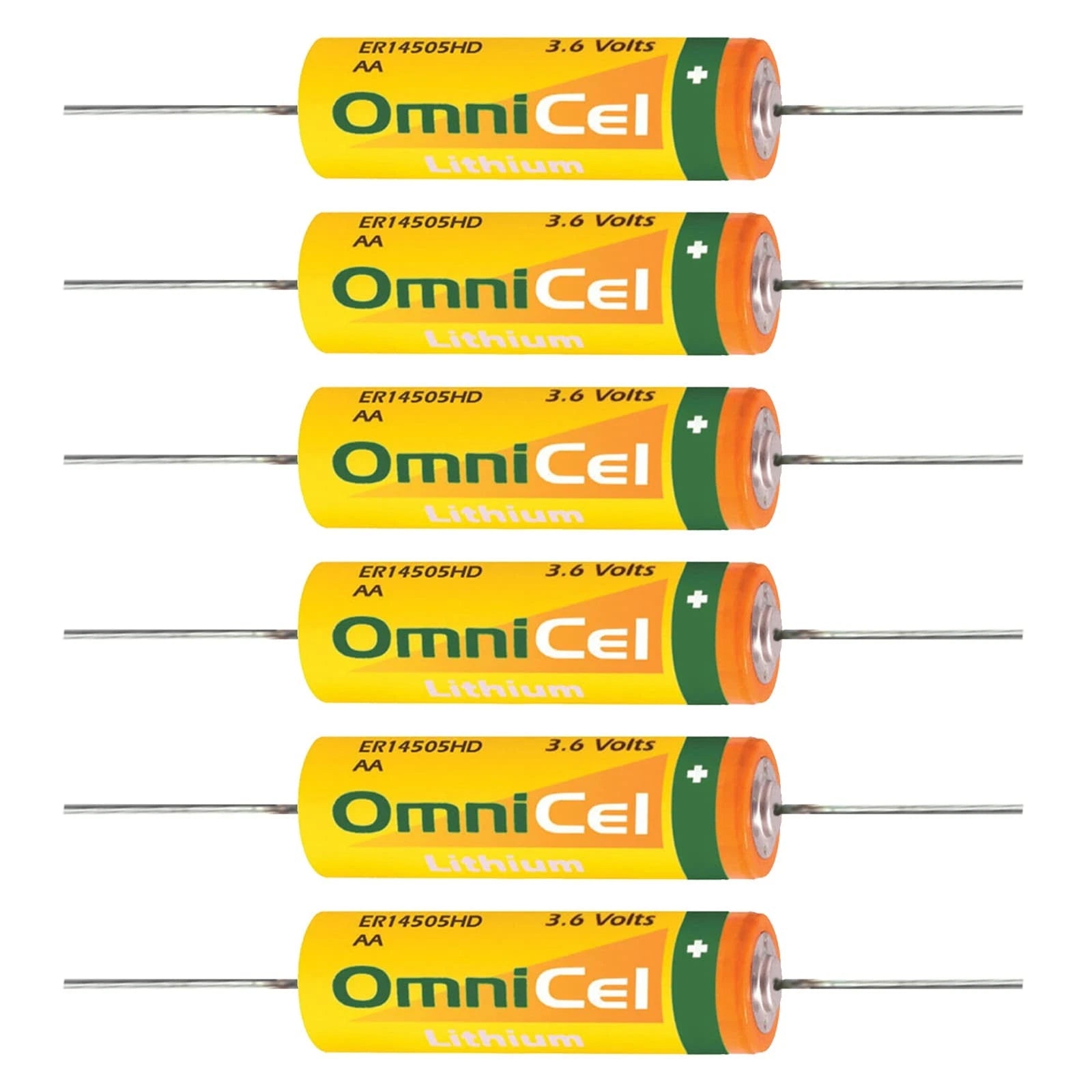 6pc OmniCel ER14505HD 3.6V Sz AA Lithium Battery Axial Pins RFID AMR Backup
