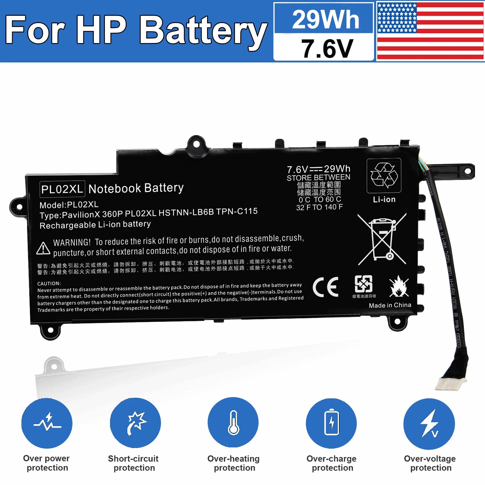 PL02XL Battery for HP Pavilion 11 X360 11-N010DX 11-n010dx 751681-231,751681-421
