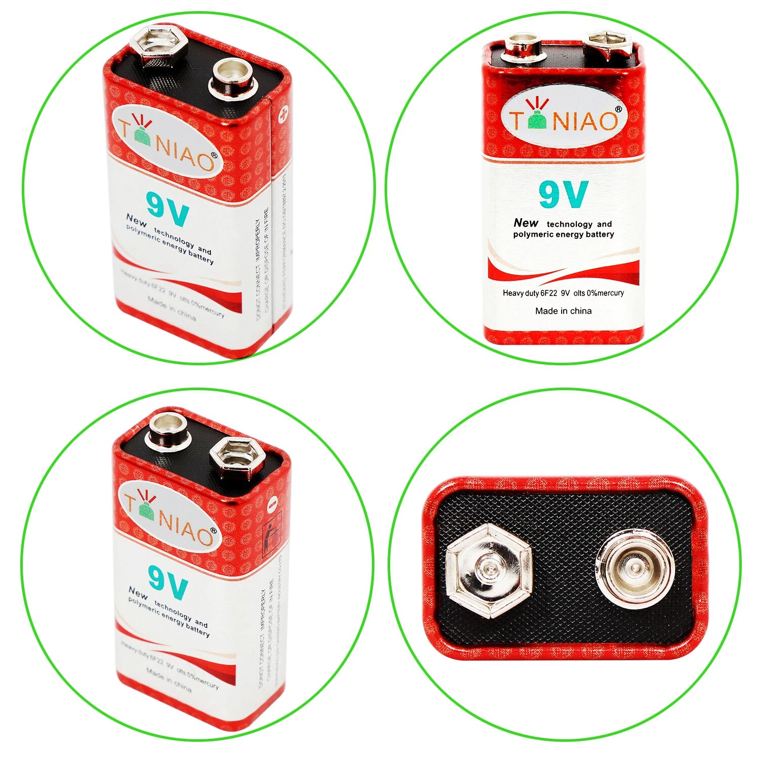 20 PCS 9V 6F22 9 Volts Heavy Duty Zinc Carbon 0% Mercury Battery Free Shipping
