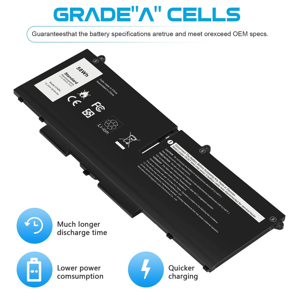 58Wh 07KRV Battery Fits for Dell Latitude 5330 5430 Precision 3570 FK0VR 15.2V