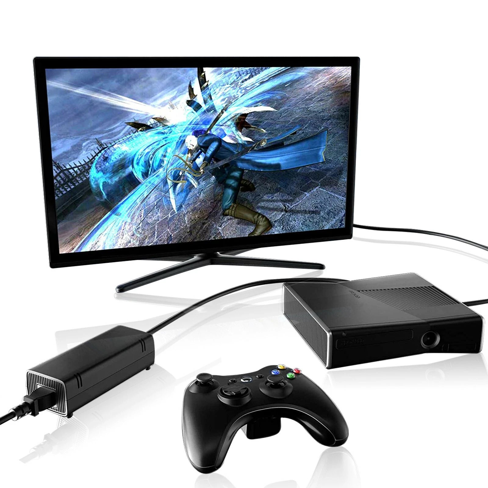 New Fit Xbox 360 Slim Power Supply Adapter Box Replacement + Power Cord Cable