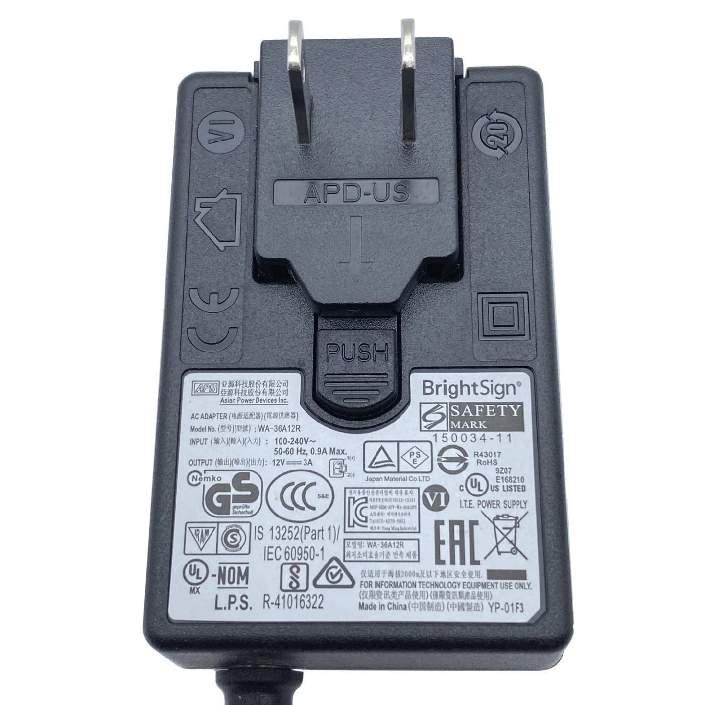 Brand NEW Genuine APD AC Adapter WA-36A12R 12V 3A 36W Power Supply
