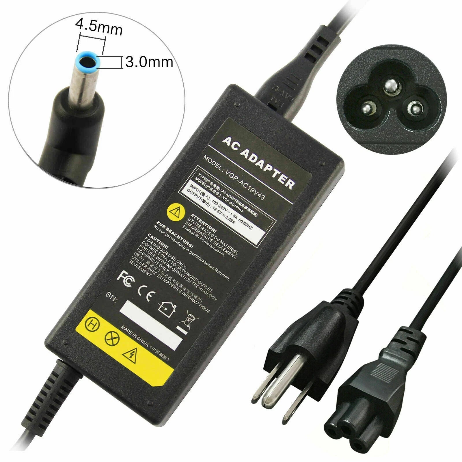65W For HP Laptop AC Adapter Charger blue tip 19.5V 3.33A Pavilion 710412-001 US