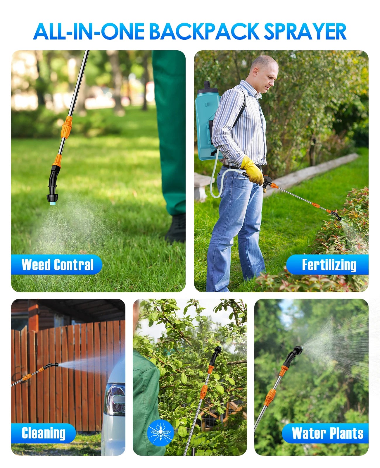 Battery Backpack Garden Sprayer 3.2 Gallon Pressure Pump Lawn Yard Plant Weed