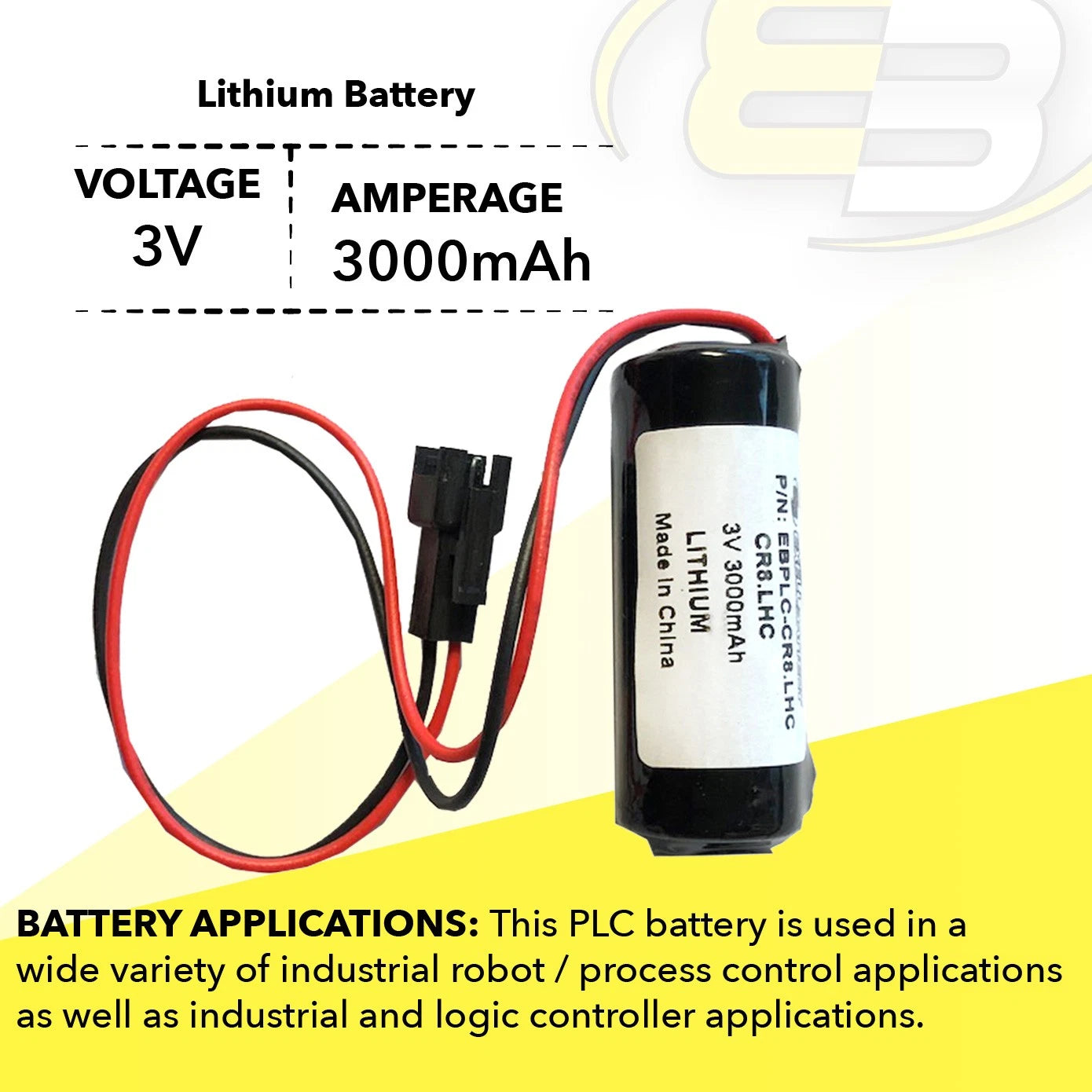 3V 3000mAh PLC Battery Compatible With CR8.L, CR8.LHC, CR8-LHC, TH559EDV410R