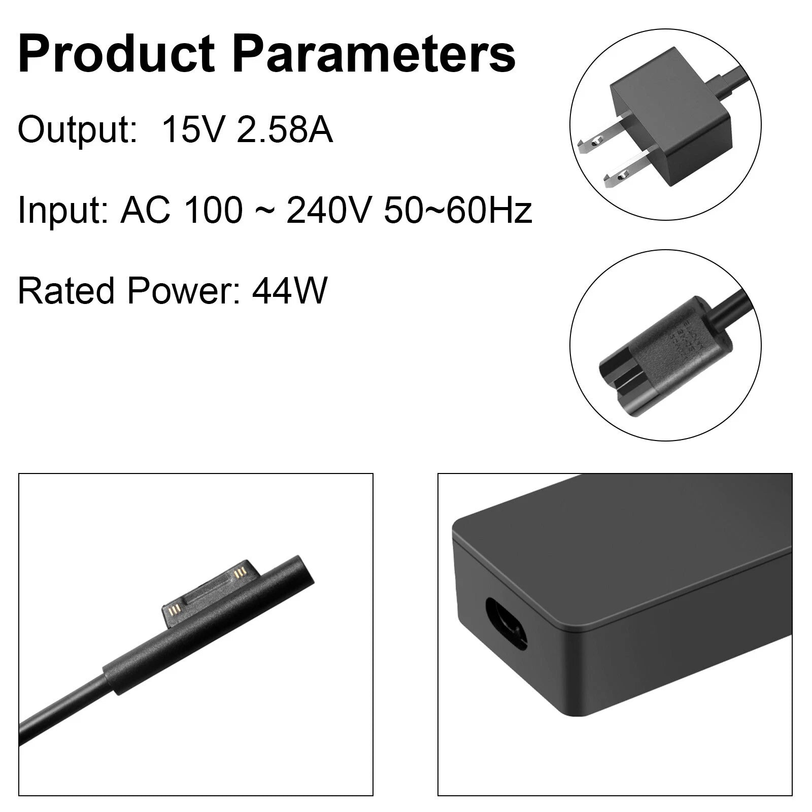 44W 6Pin AC Adapter Charger For Microsoft Surface Pro3 4 5 6 7 1796 1800 1625