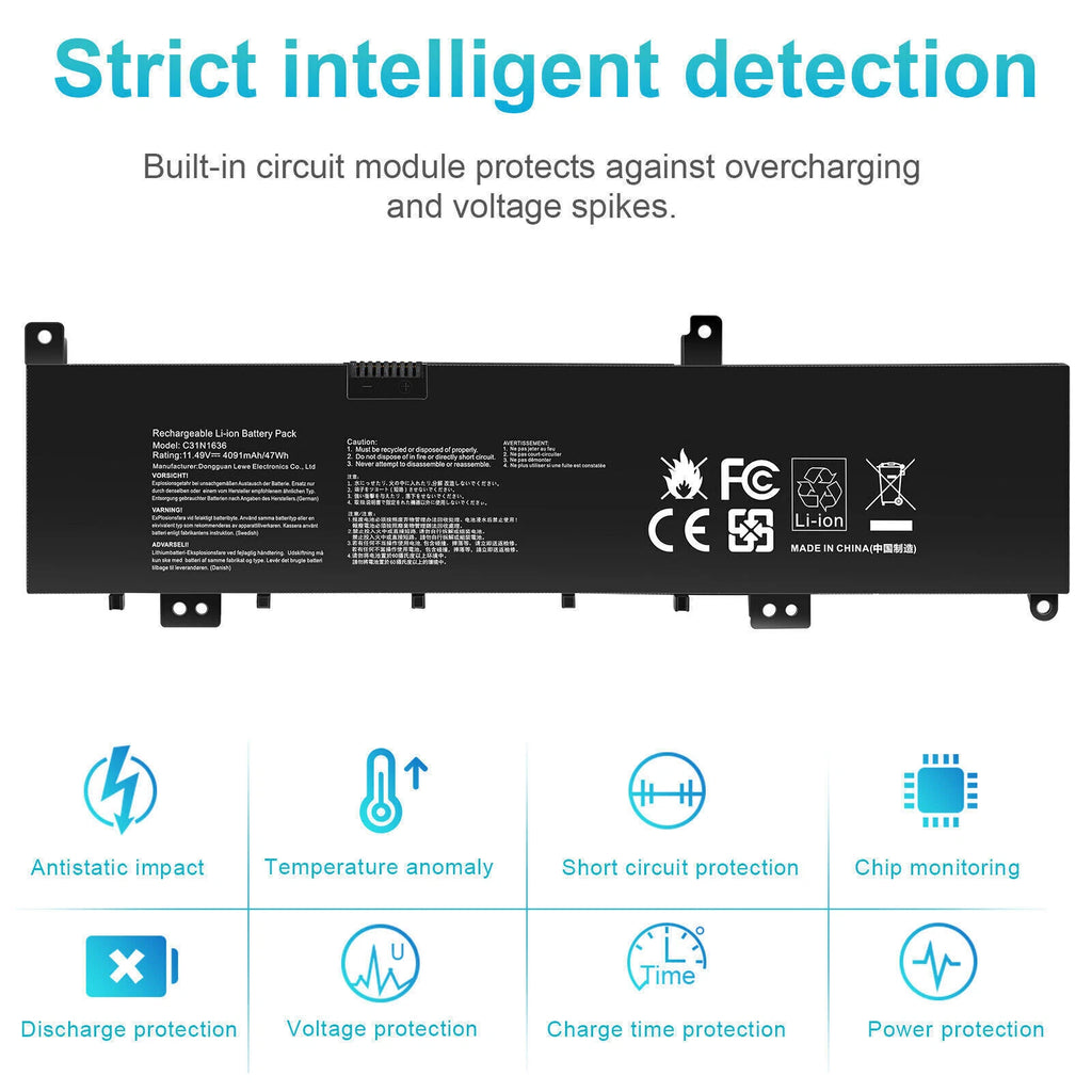 C31N1636 Battery for ASUS VivoBook Pro M580V N580GD N580VD X580VD X580GD