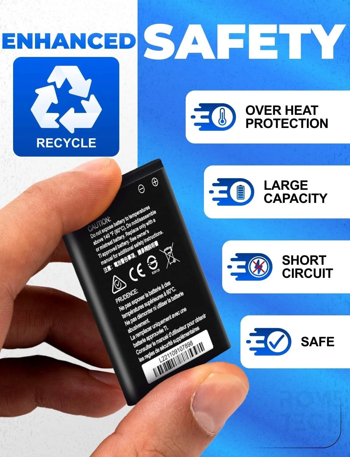Replacement Battery for Texas Instruments TI-84 Plus CE 1200mAh + Screwdriver