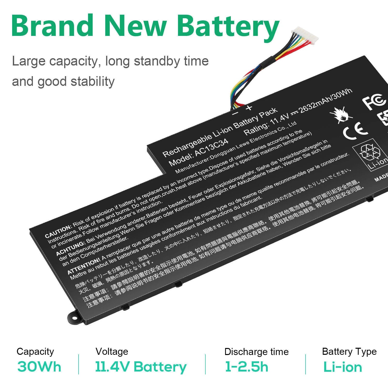 AC13C34 Battery for Acer Aspire V5-122P V5-132 V5-132P E3-111 E3-112V V3-112