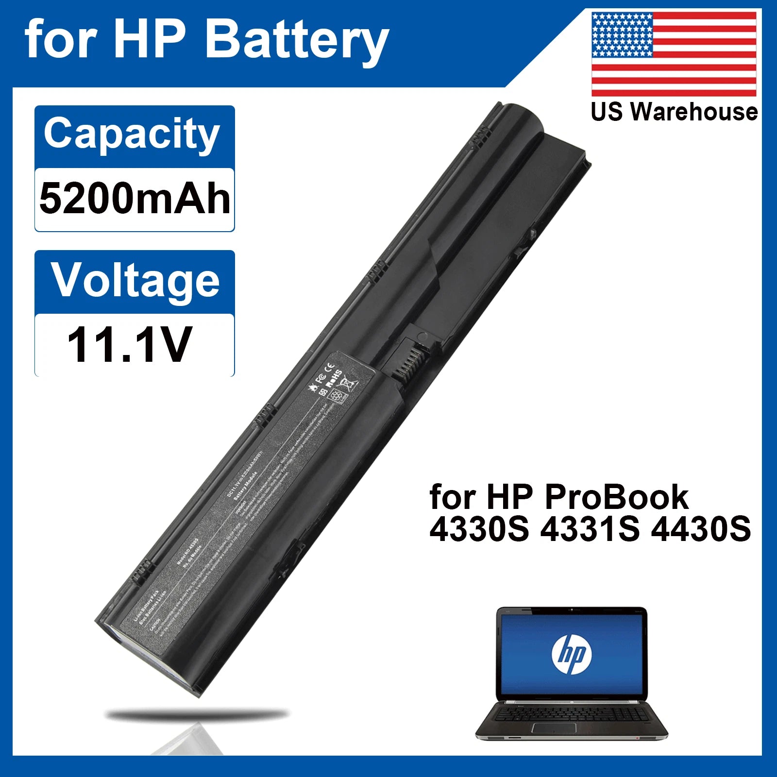 LOT Battery For HP ProBook 4330s 4331s 4431 4435s 4535s 4536s 4440 4530S 5200mAh