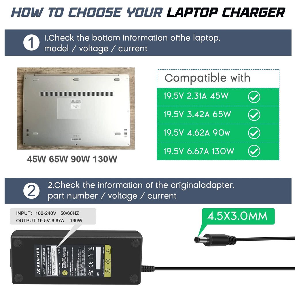 New Slim Dell 130w Laptop Charger for Dell HA130PM130 0V363H DA130PM130 06TTY6
