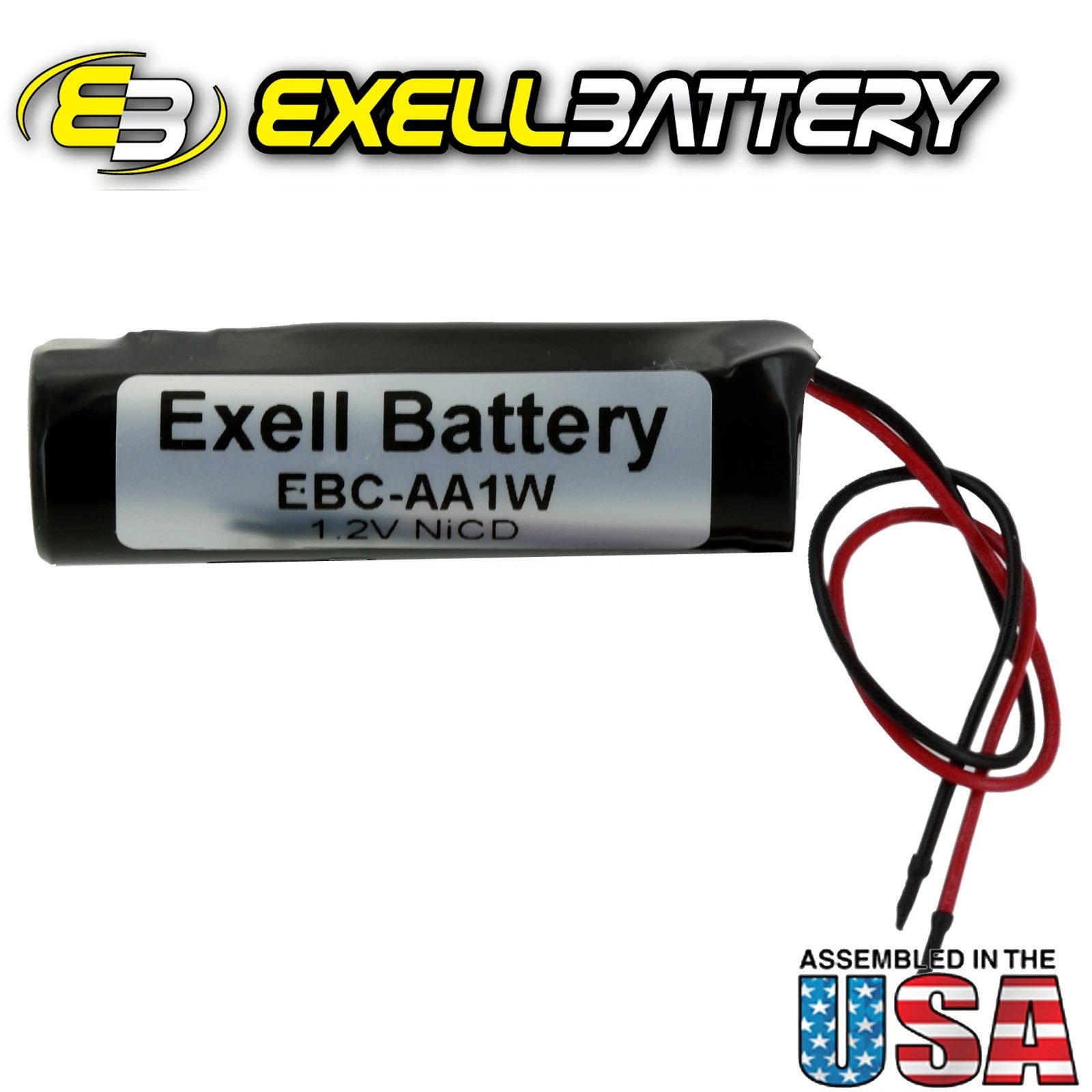 Exell 1.2V Custom NiCd 1000mAh Battery Pack w/ 5" AWG Bare Wire Leads