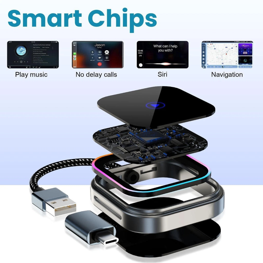 Wireless Carplay Adapter for Apple iPhone iOS 10+/Android/Outo Built-in CarPlay