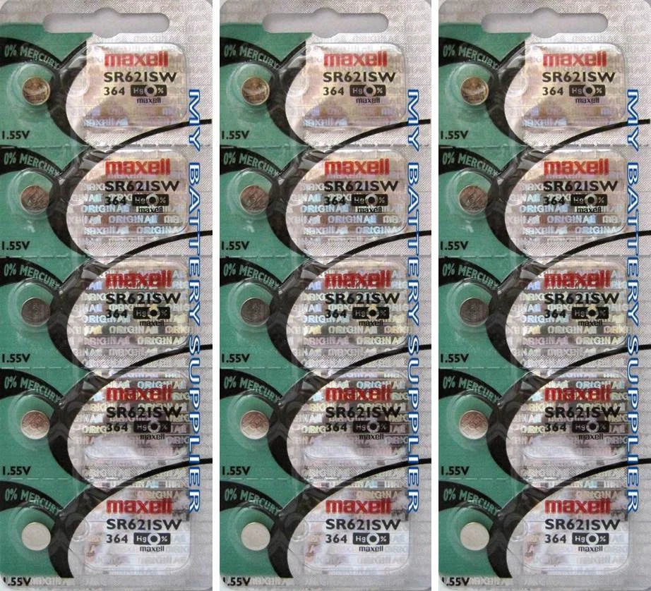 364 Maxell Mercury Free Silver Oxide Watch Battery x 15