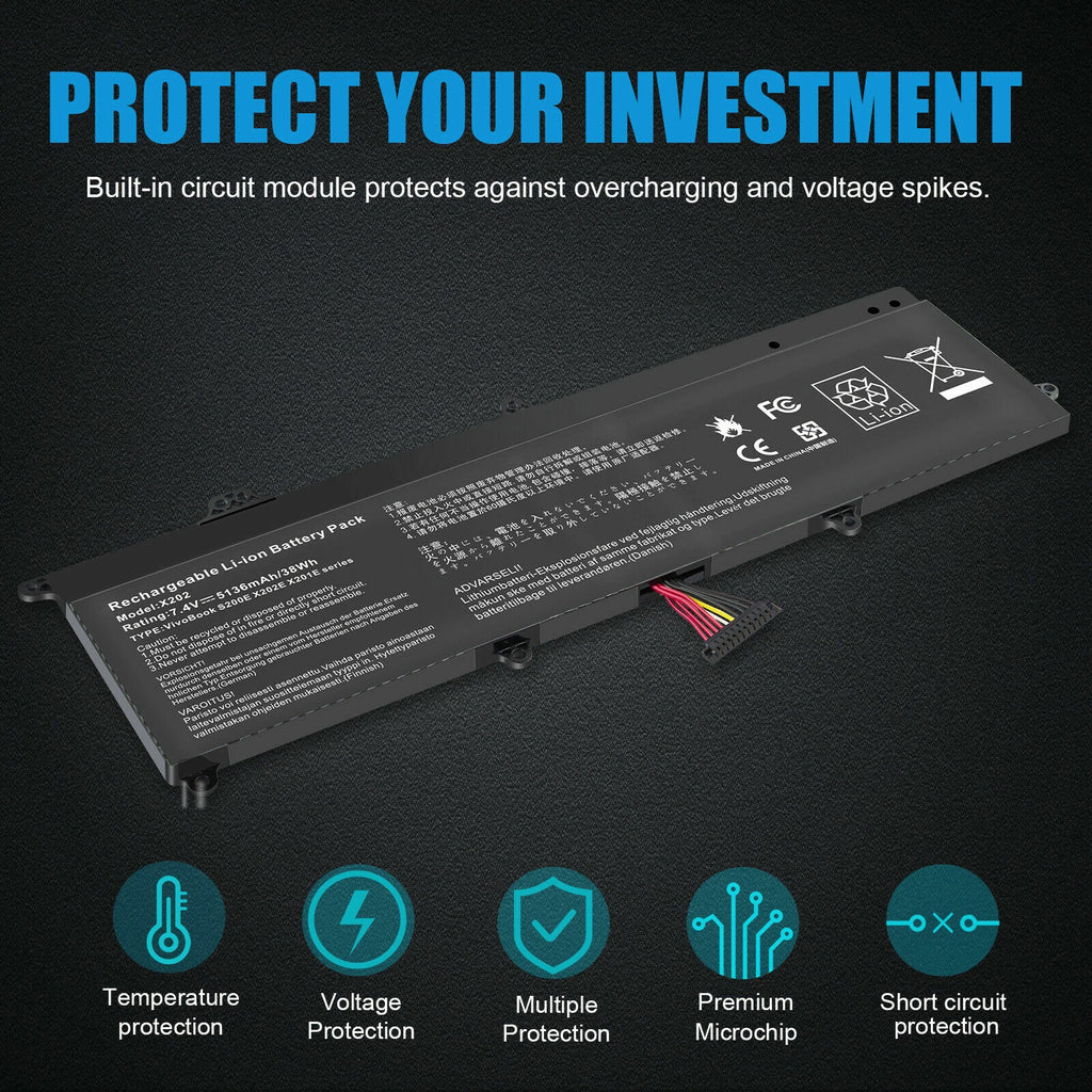 7.4V 33Wh C21-X202 Battery for ASUS VivoBook Q200E S200E X202 X202E X201 X201E