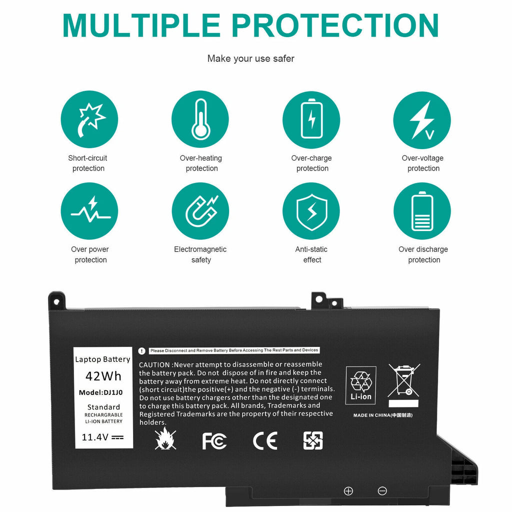 Battery DJ1J0 PGFX4 For Dell Latitude 12 E7280 7290 13 E7380 E7390 14 E7480 7490