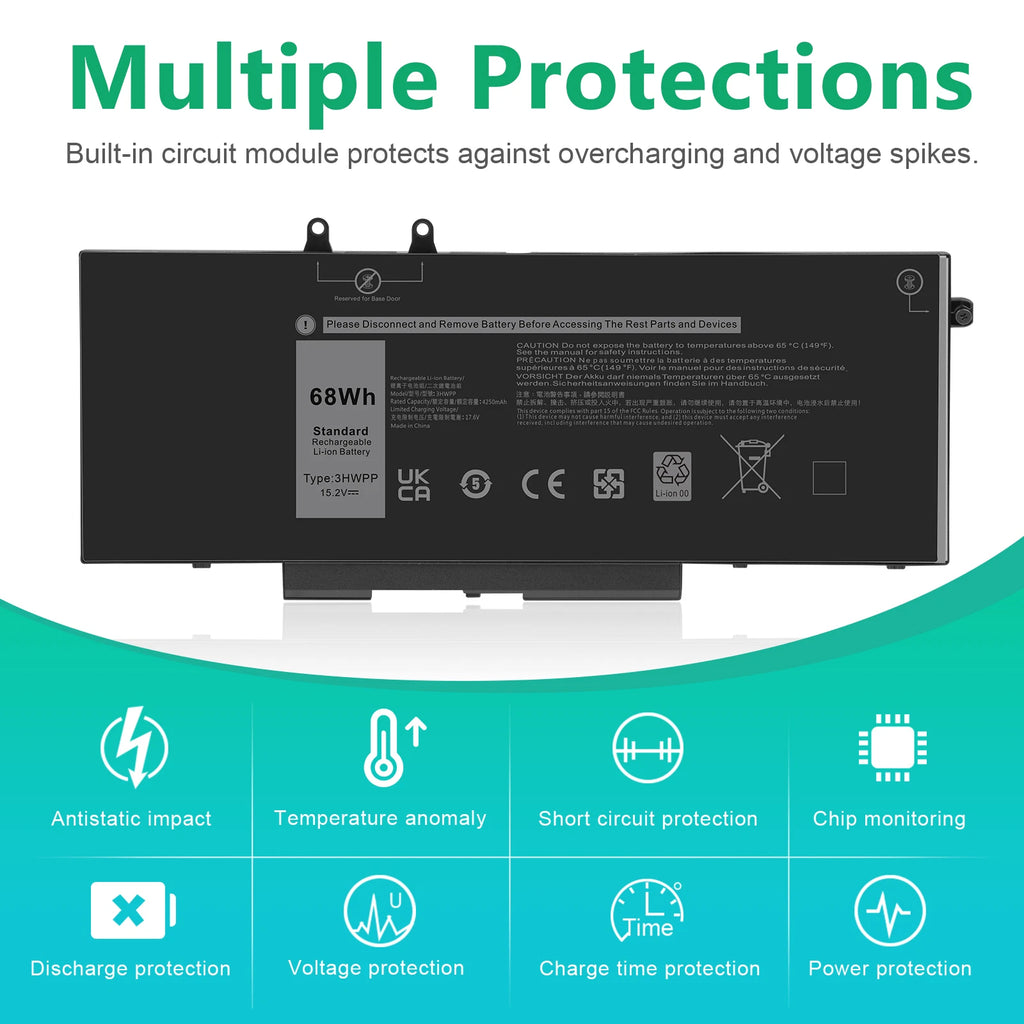 NEW 68Wh 15.2V Battery for Dell Latitude 5501 5401 5511 5510 5411 5410 3HWPP