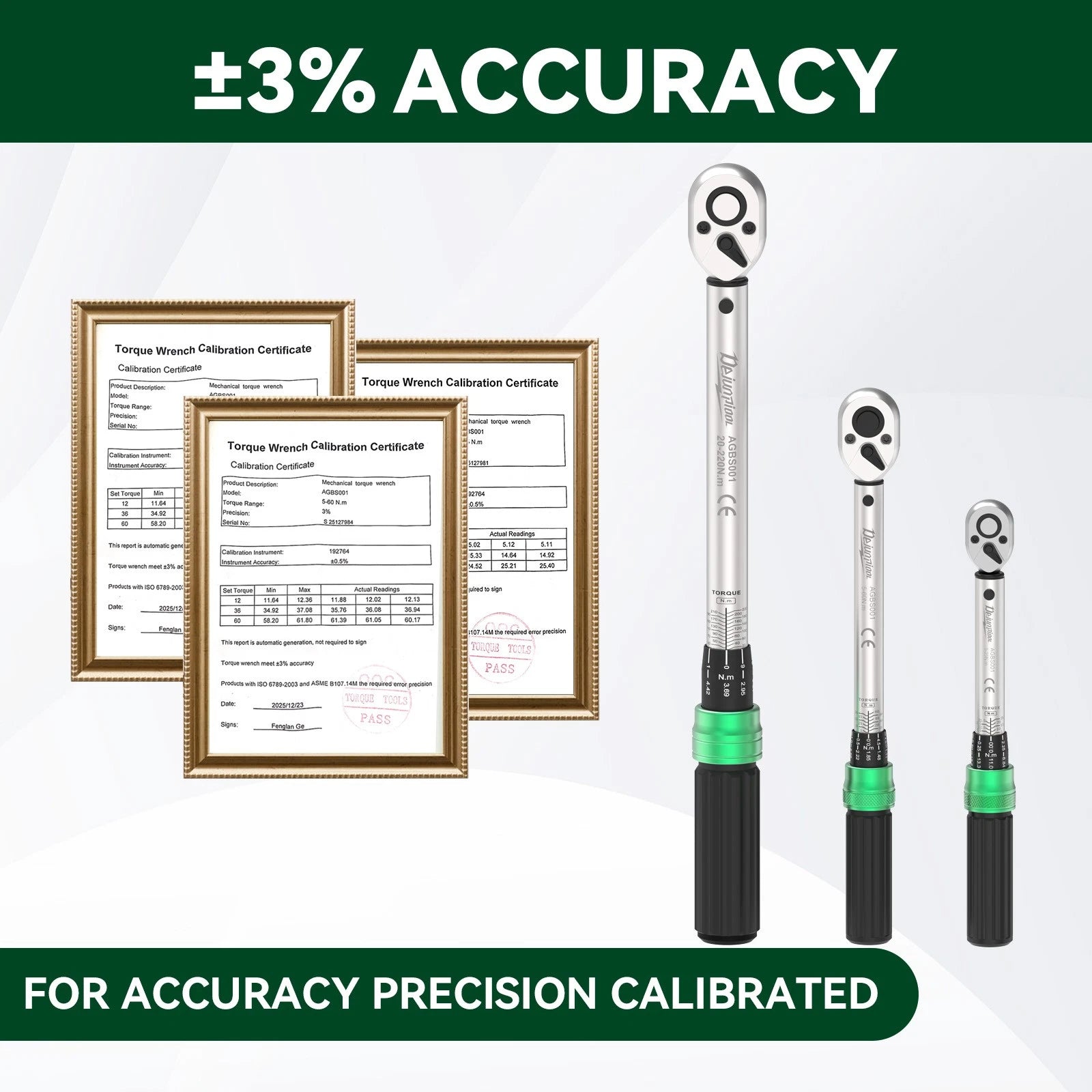 ??1/4"+3/8"+1/2" 3Pc Torque Wrench Set ±3% Accuracy 5-25Nm 10-60Nm 20-200Nm-2026
