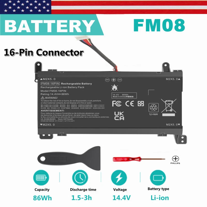FM08 16 Pins Battery for HP Omen 17-AN013TX 17-AN014TX HSTNN-LB8B 922753-421