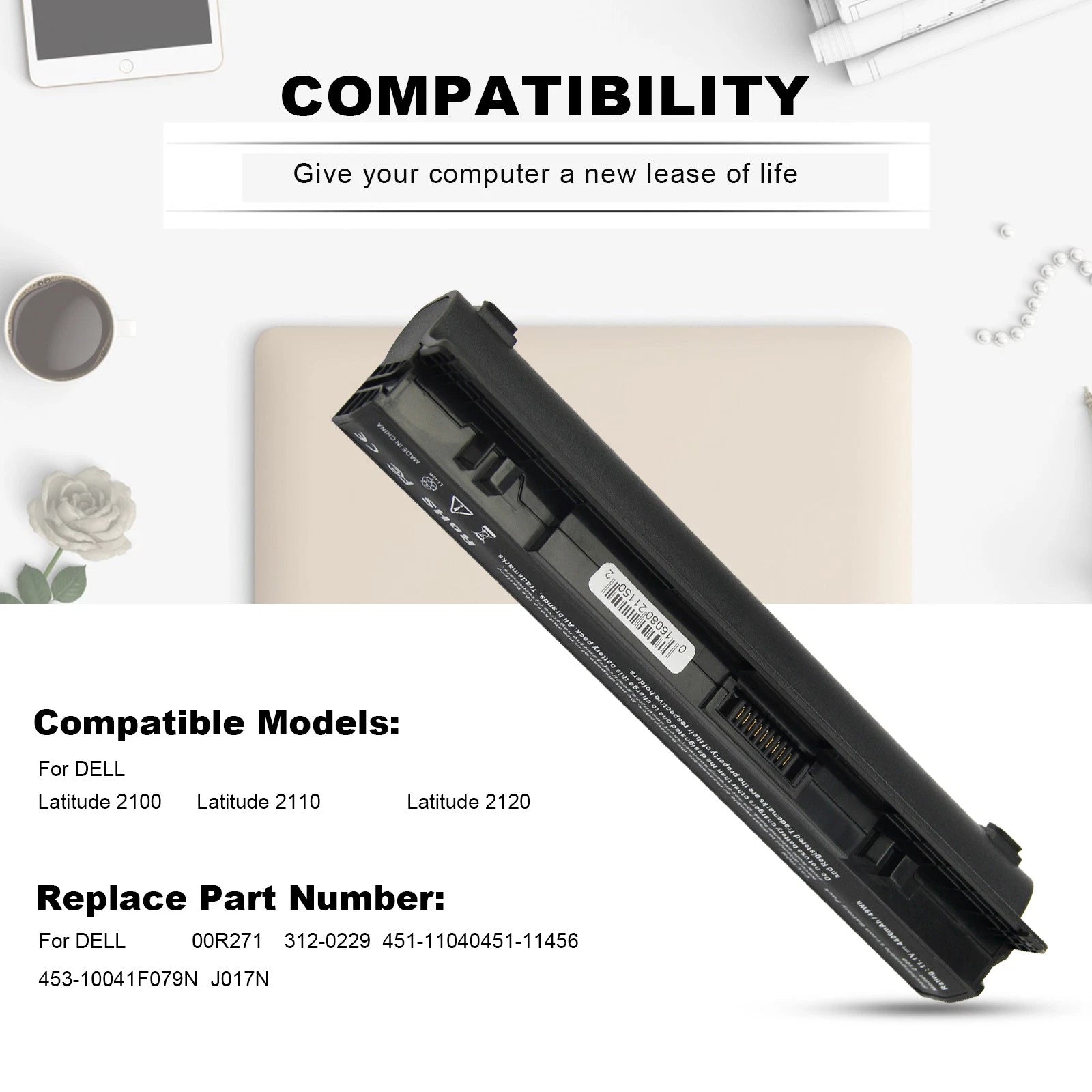 Battery/Charger for Dell Latitude 2100 2110 2120 312-0229 4H636 00R271 451-11039