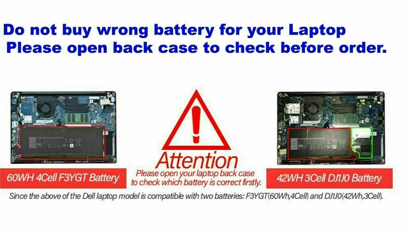 DJ1J0 Battery for Dell Latitude 12 7280 7290 13 7380 7390 14 7480 7490 42Wh New