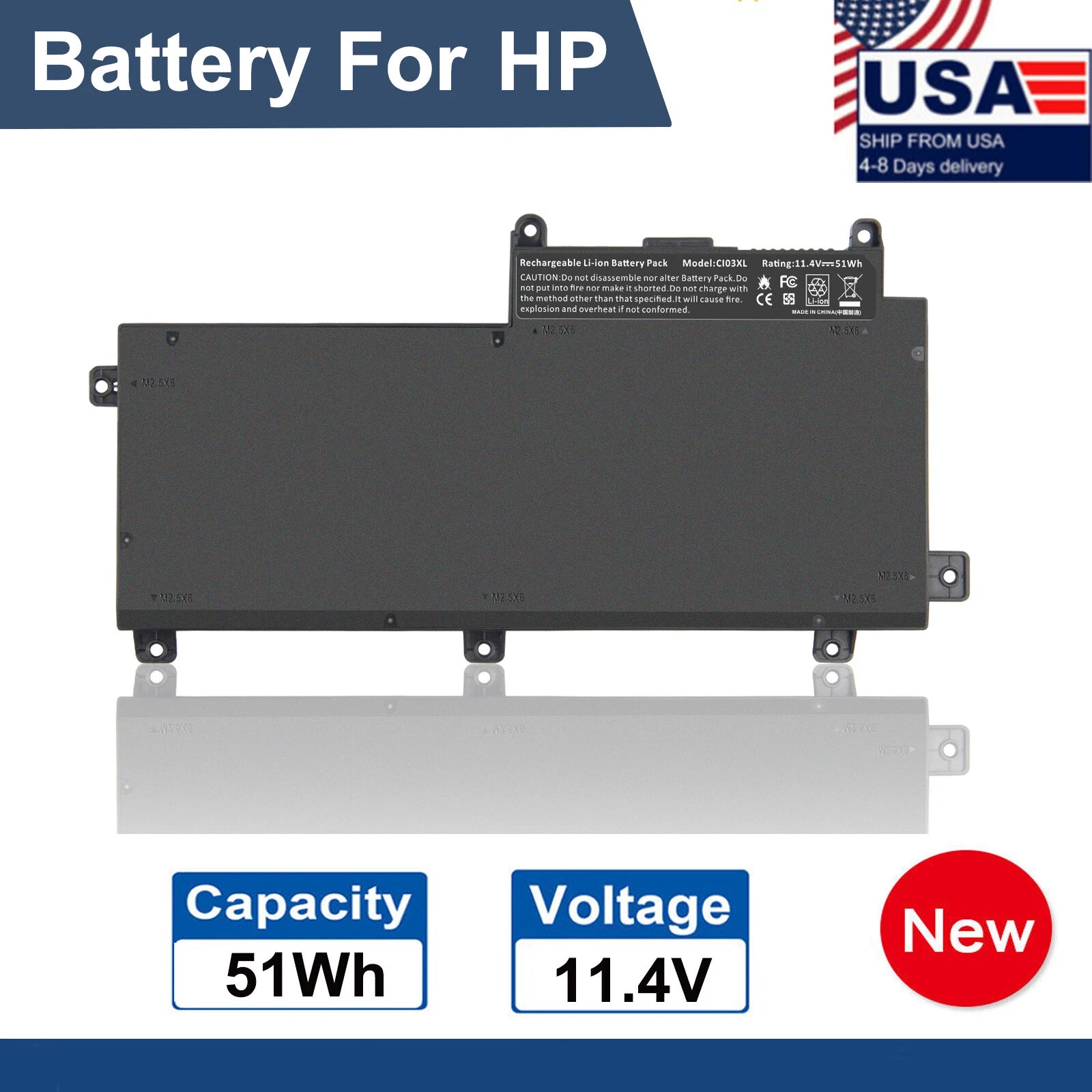 C103XL Battery For HP ProBook 640 645 650 655 G2 Series 801554-001 CI03XL 51Wh
