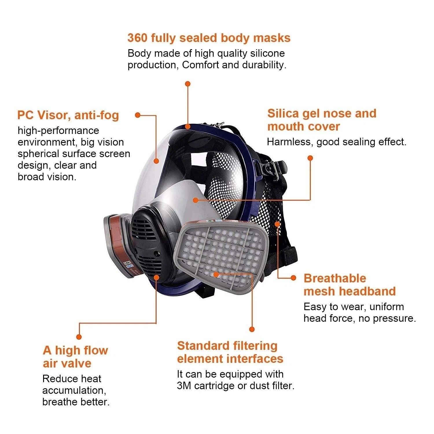 15 in 1 Gas Mask Respirator 6800 Facepiece Full Face Protect For Spray Painting