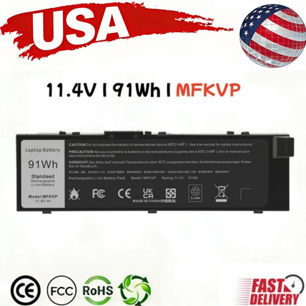 ?New MFKVP Battery For Dell Precision 15 7510 7520 17 7710 7720 M7510 M7710 91Wh